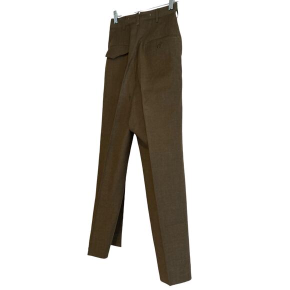 Vintage US Army 50s Olive Drab Green Button Fly High Waist Wide Leg Pants 25x27 - Picture 4 of 16